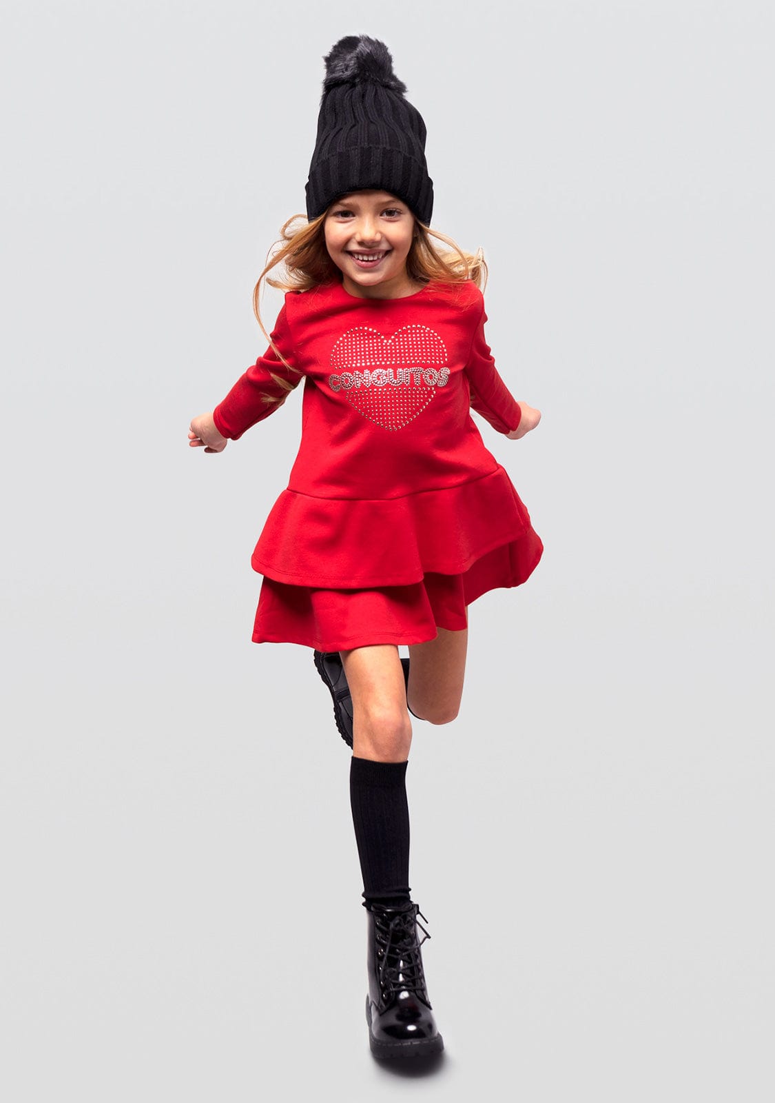 CONGUITOS TEXTIL Clothing Girl's Red Ruffled Dress