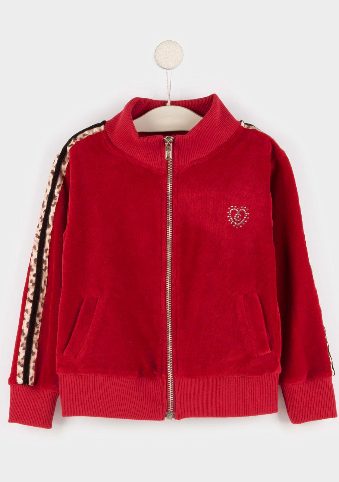 CONGUITOS TEXTIL Clothing Girl's Red Velvet Tracksuit Jacket