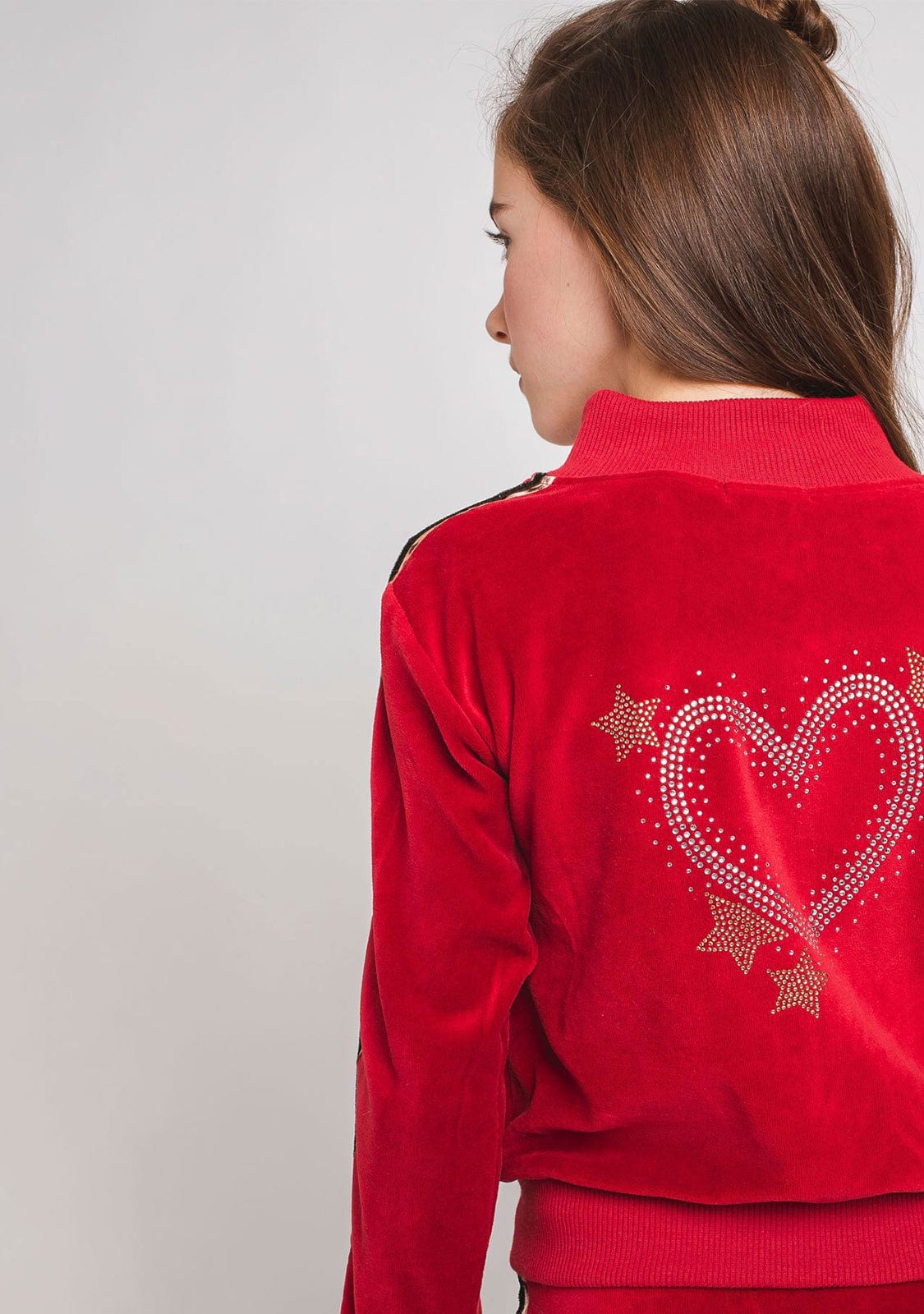 CONGUITOS TEXTIL Clothing Girl's Red Velvet Tracksuit Jacket