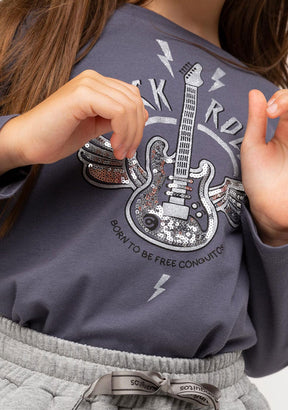 CONGUITOS TEXTIL Clothing Girl's Rock Grey Shirt