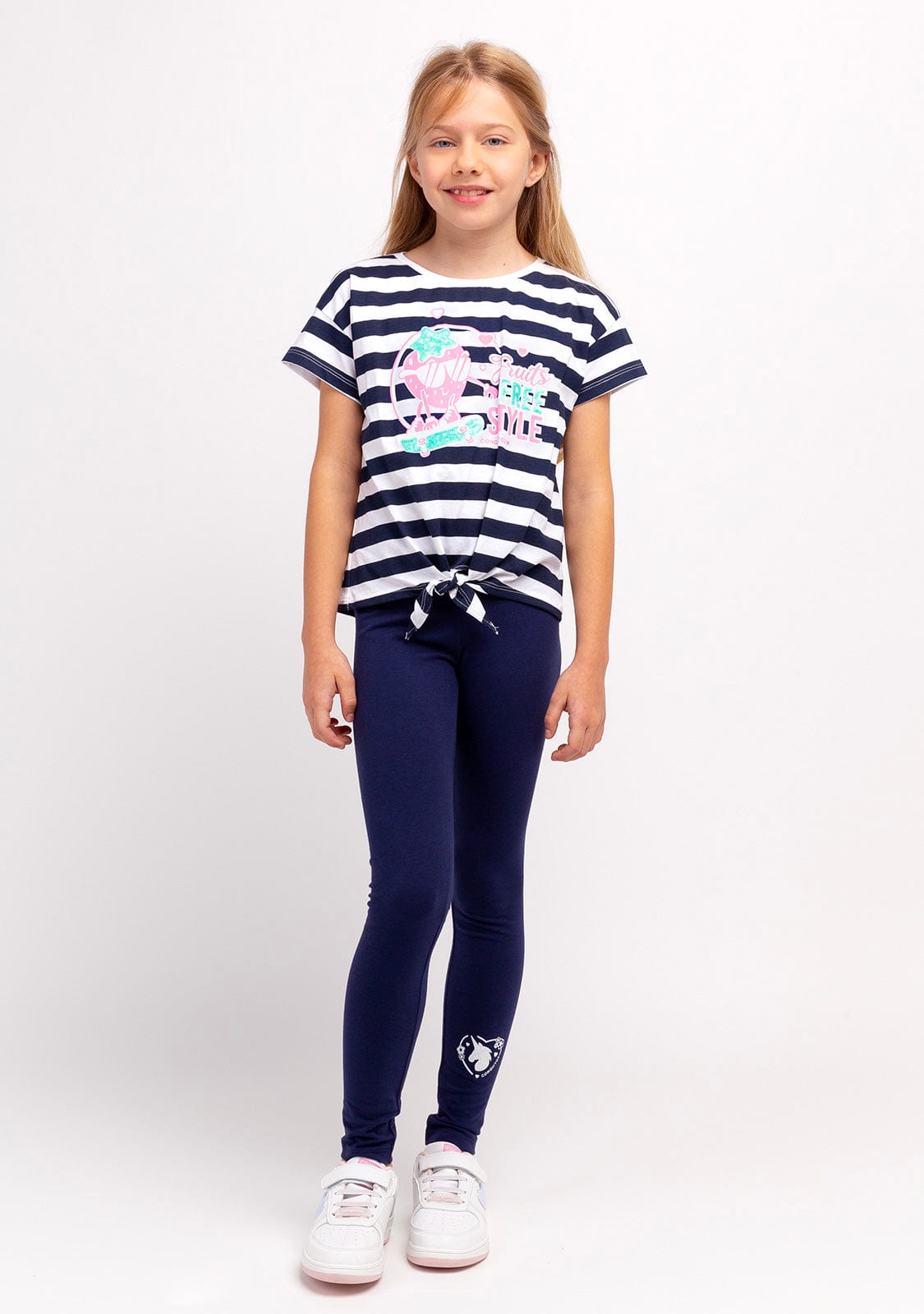 CONGUITOS TEXTIL Clothing Girl´s Stripes Knotted Strawberry Print T-shirt