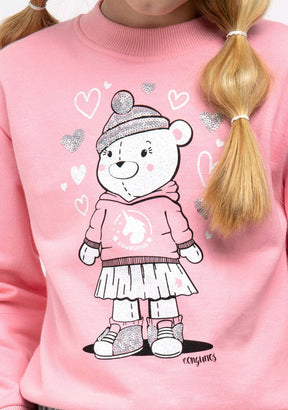 CONGUITOS TEXTIL Clothing Girl's Teddy Bear Sweatshirt