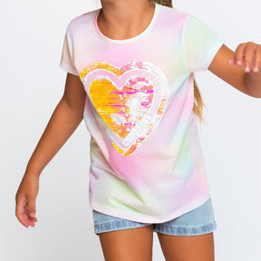 CONGUITOS TEXTIL Clothing Girl's Tie Dye Reversible Sequins T-Shirt