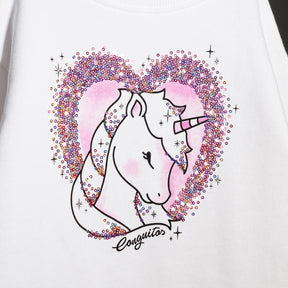 CONGUITOS TEXTIL Clothing Girl's Unicorn Heart Sweatshirt