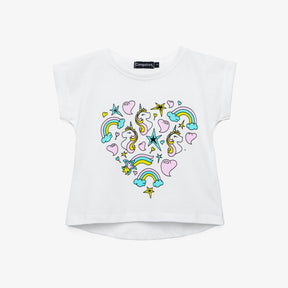 CONGUITOS TEXTIL Clothing Girl's Unicorn Hearts T-Shirt