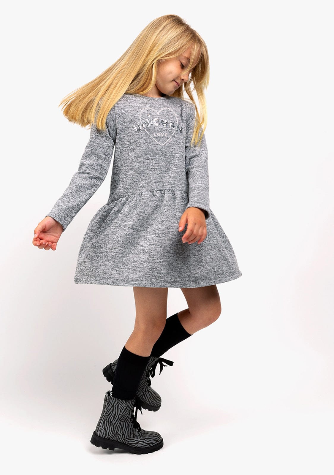 CONGUITOS TEXTIL Clothing Girl's Unicorn Love Grey Dress