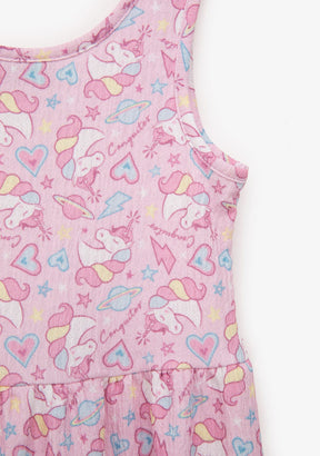 CONGUITOS TEXTIL Clothing Girl´s Unicorn Print Pink Conguitos Dress