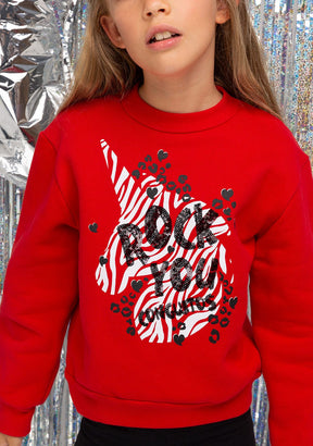 CONGUITOS TEXTIL Clothing Girl's Unicorn Red Sweatshirt