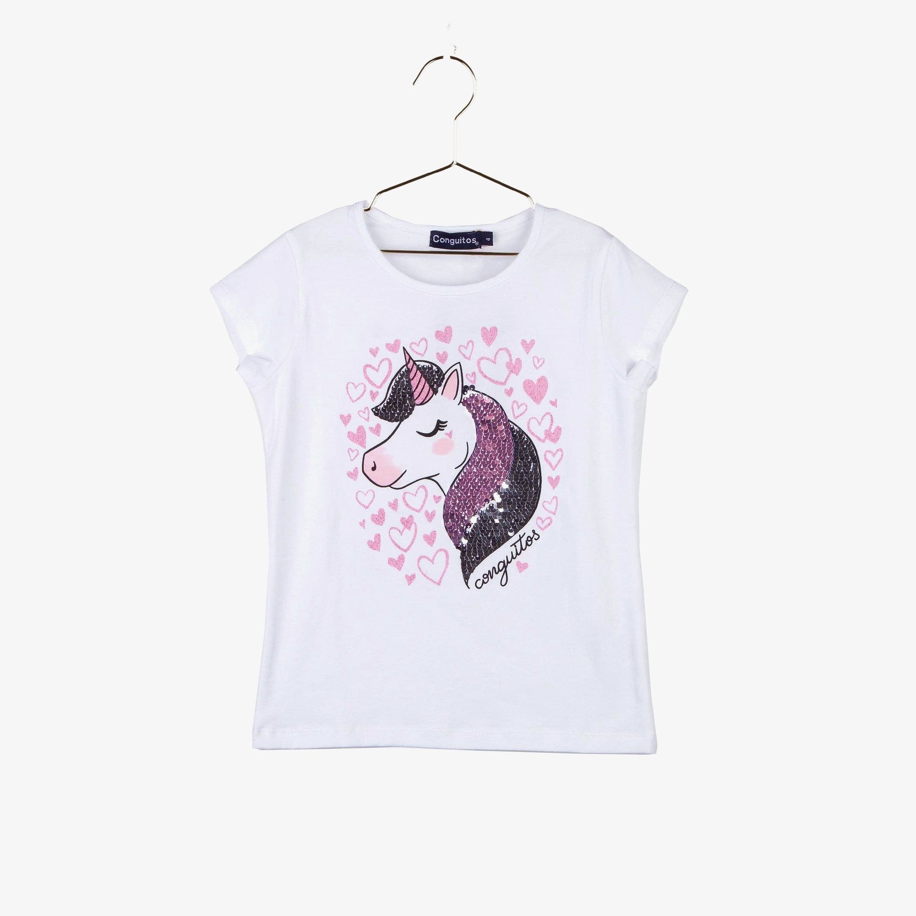 CONGUITOS TEXTIL Clothing Girl's "Unicorn" Reversible Sequins T-shirt V.1