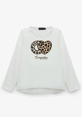 CONGUITOS TEXTIL Clothing Girl's White Conguitos Leopard T-Shirt