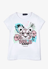 CONGUITOS TEXTIL Clothing Girl´s White Glitter Leopard T-shirt