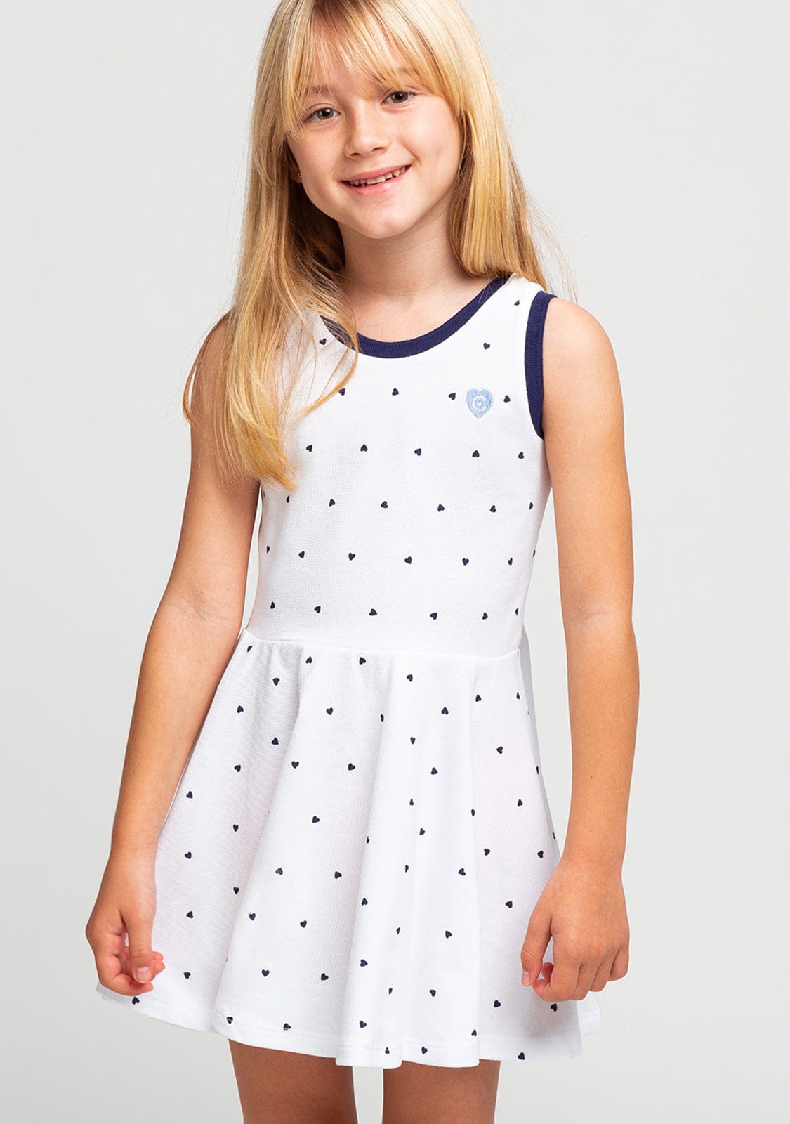 CONGUITOS TEXTIL Clothing Girl's White Hearts Skater Dress