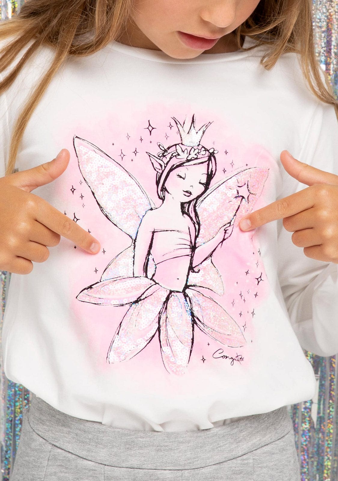 CONGUITOS TEXTIL Clothing Girl's White Magic Fairy T-Shirt
