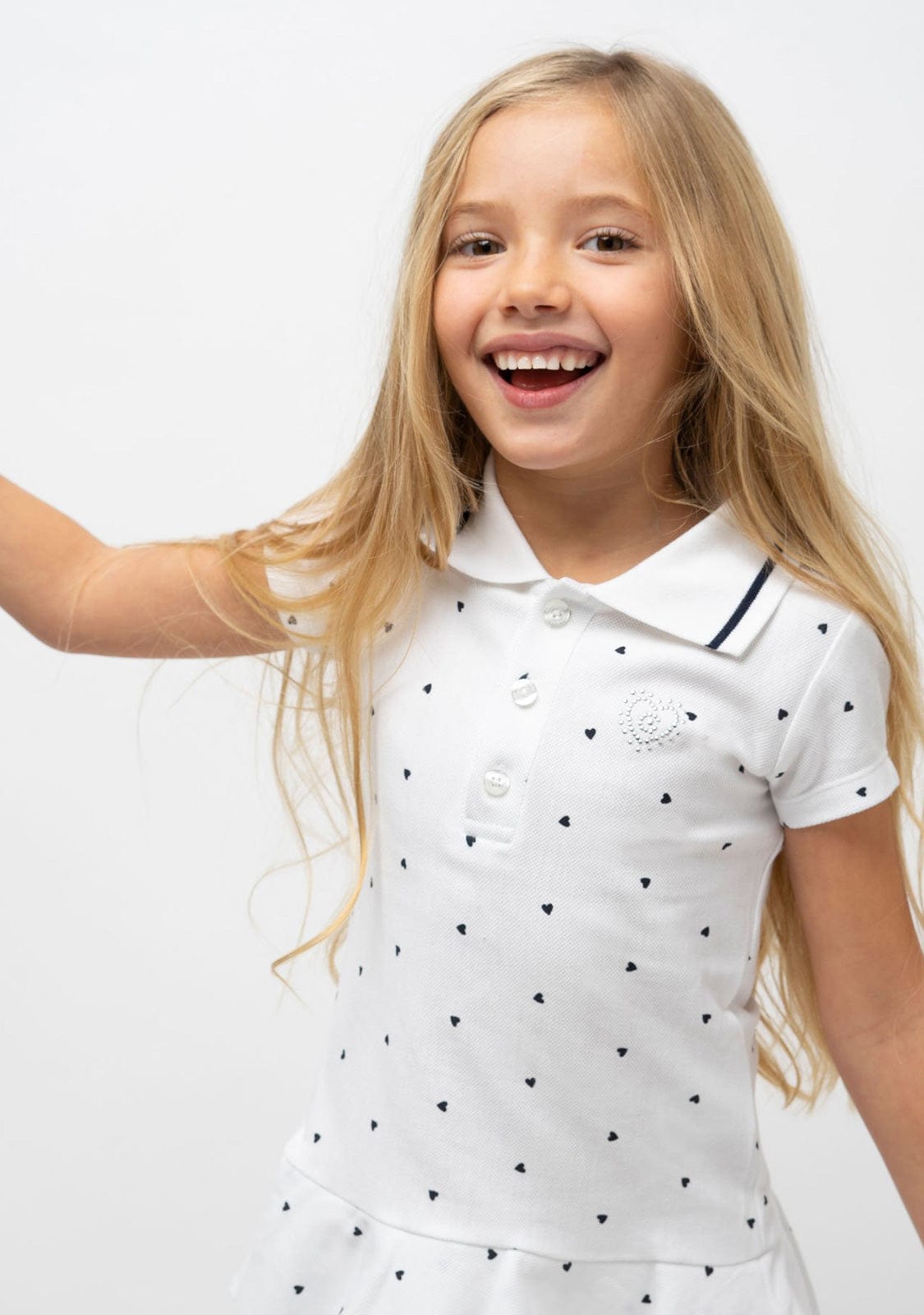 CONGUITOS TEXTIL Clothing Girl's White Polo Ruffled Dress