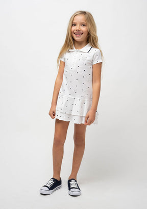 CONGUITOS TEXTIL Clothing Girl's White Polo Ruffled Dress