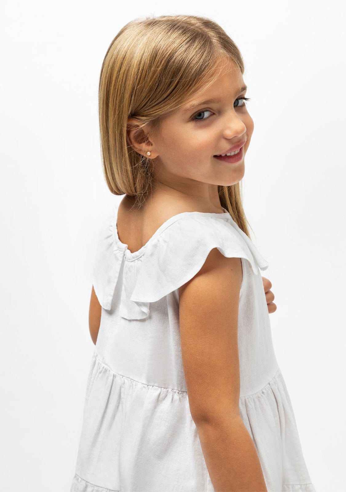 CONGUITOS TEXTIL Clothing Girl's White Ruffled Dress