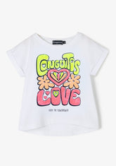 CONGUITOS TEXTIL Clothing Girl´s White Sequinned Love Fluor T-shirt
