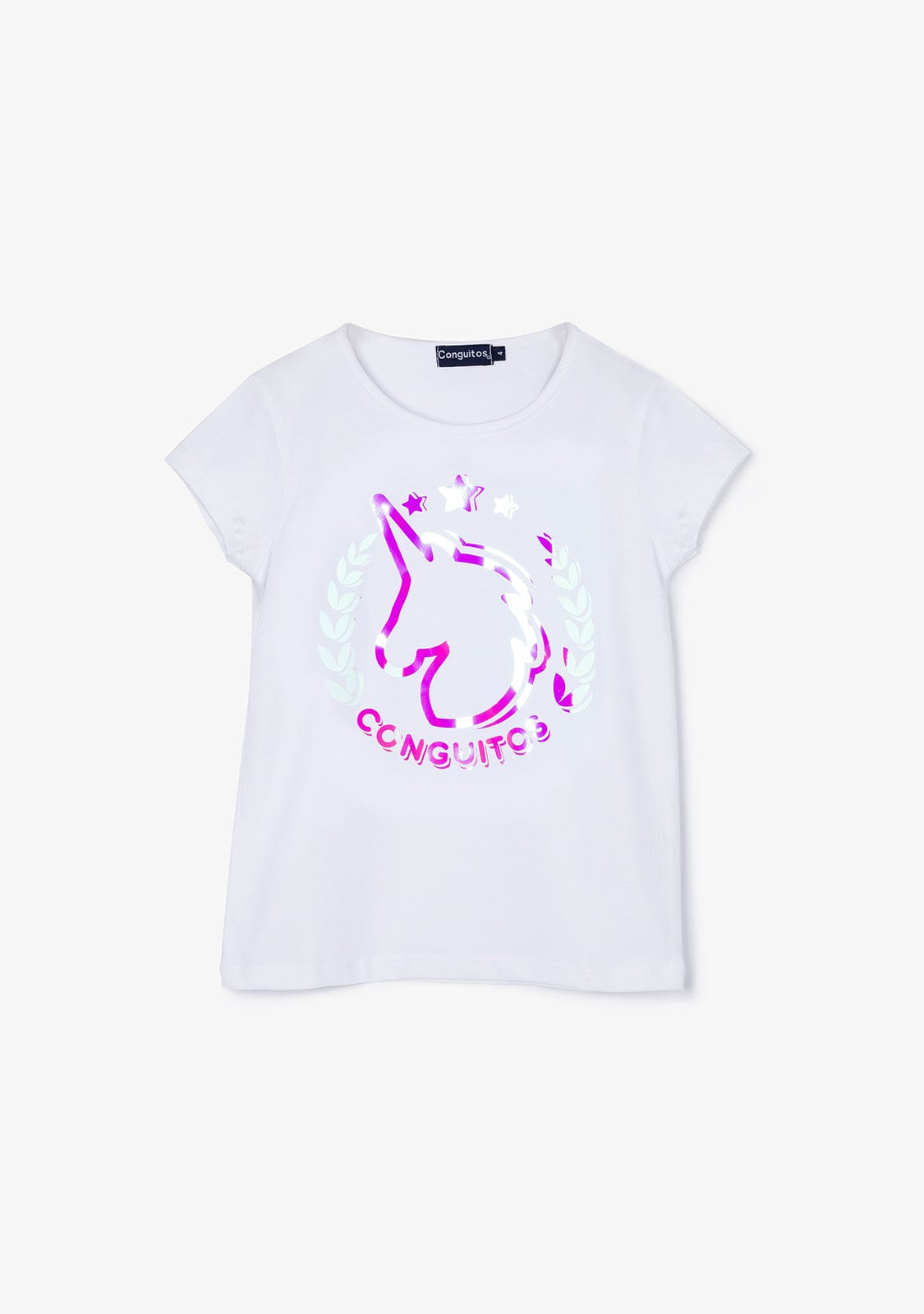CONGUITOS TEXTIL Clothing Girl's White Unicorn T-shirt