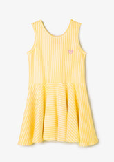 CONGUITOS TEXTIL Clothing Girl's Yellow Stripes Logo Skater Dress