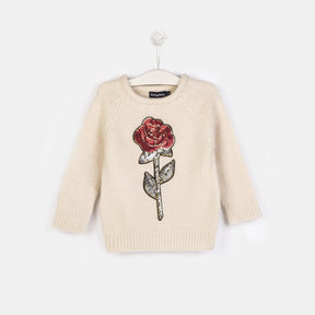 CONGUITOS TEXTIL Clothing Girls Flower Ecru Sweater