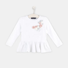 CONGUITOS TEXTIL Clothing Girls "Flowers" Peplum Hem T-shirt