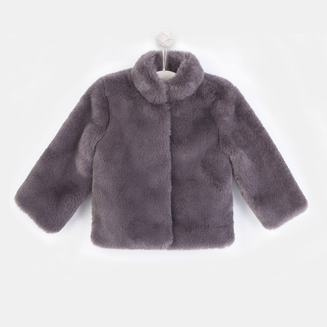 CONGUITOS TEXTIL Clothing Girls Grey Faux Fur Coat
