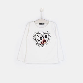 CONGUITOS TEXTIL Clothing Girls Heart White Strass T-shirt