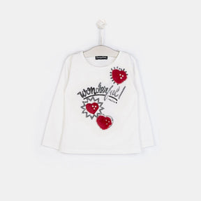 CONGUITOS TEXTIL Clothing Girls "Hearts" White T-shirt