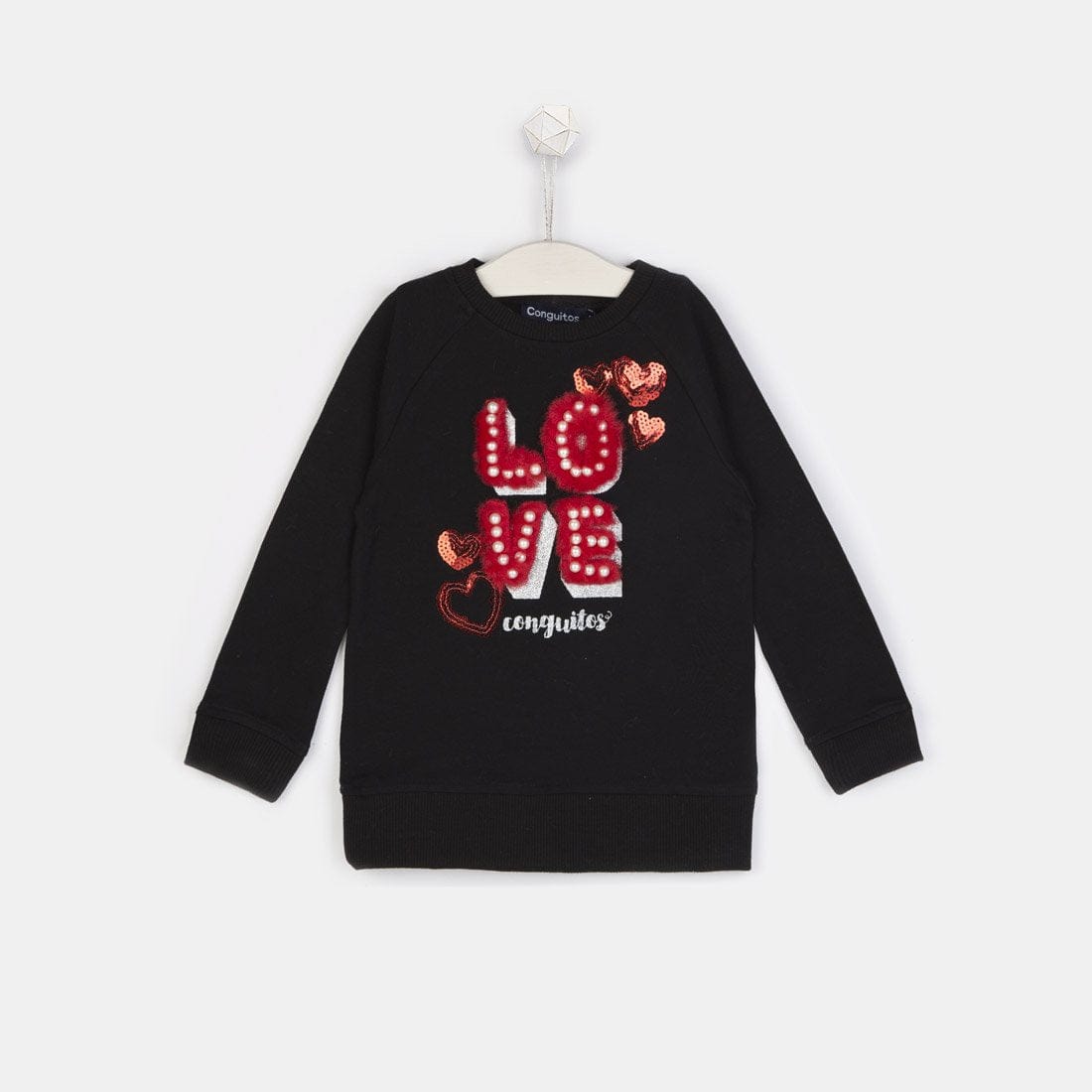 CONGUITOS TEXTIL Clothing Girls Love Black Sweatshirt