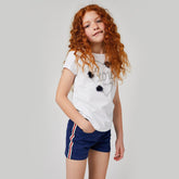CONGUITOS TEXTIL Clothing Girls Navy Denim Side Band Shorts