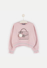 CONGUITOS TEXTIL Clothing Girls' Pink Cropped Sweatshirt with Lights
