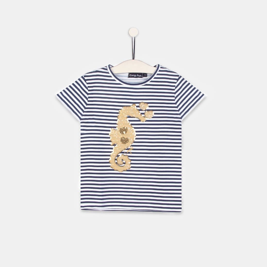 CONGUITOS TEXTIL Clothing Girls "Seahorse" Navy Glow in the Dark T-Shirt