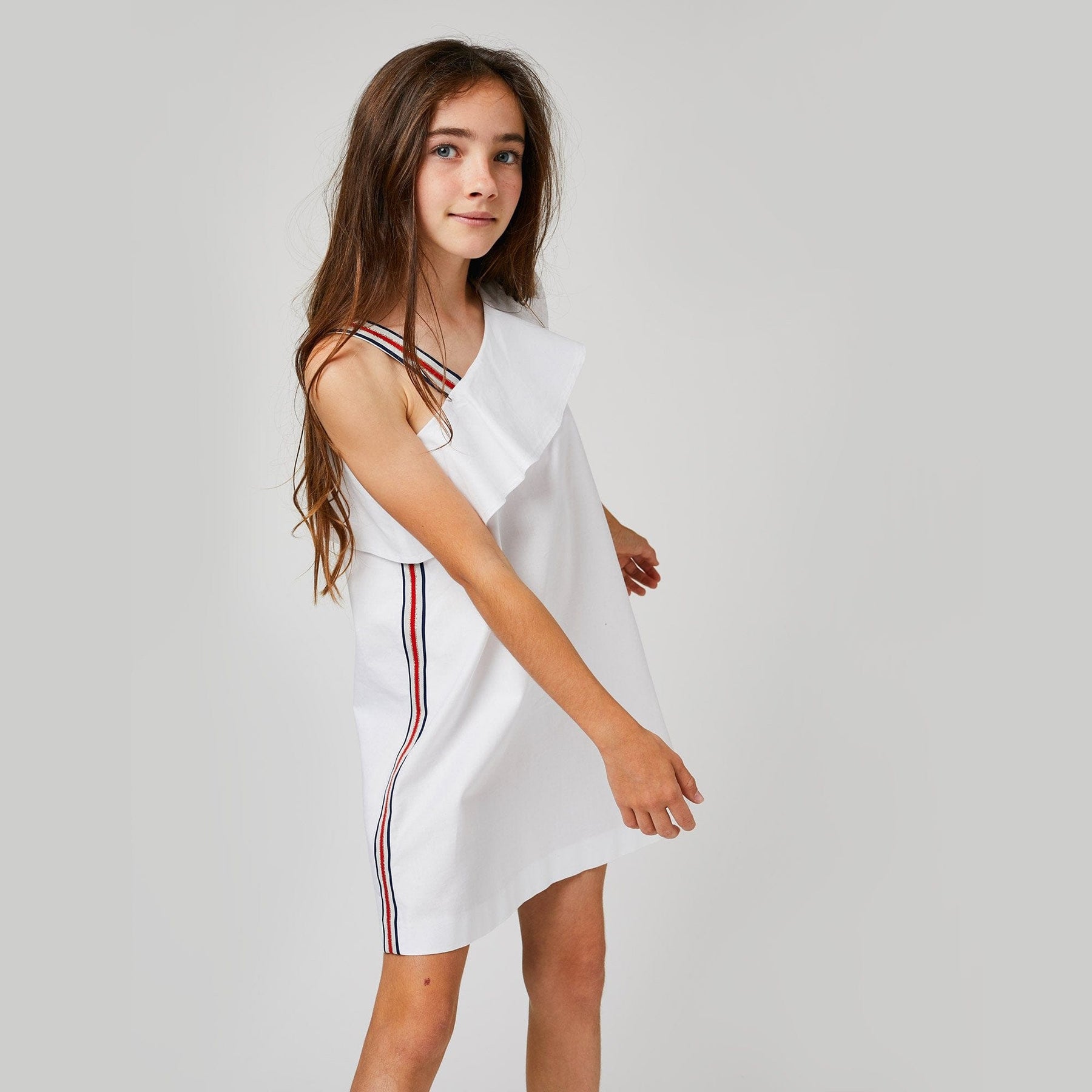 CONGUITOS TEXTIL Clothing Girls White Asymmetric Dress
