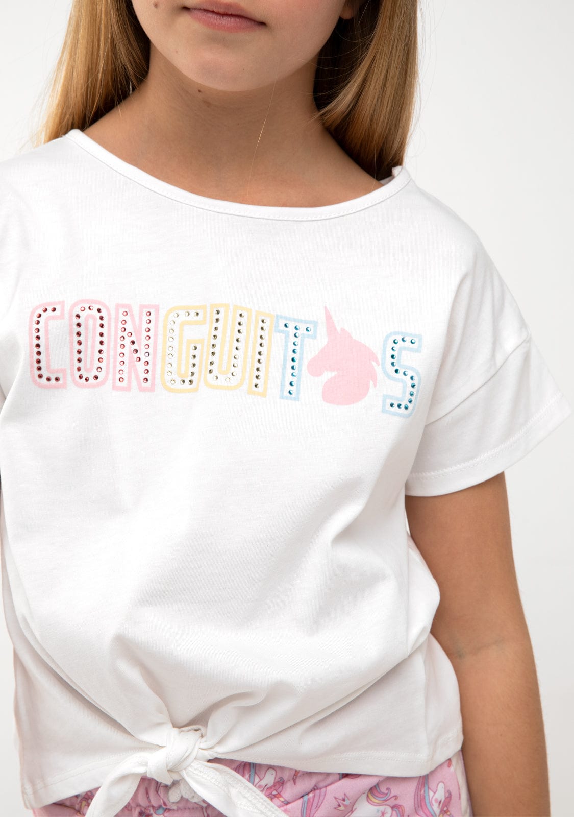CONGUITOS TEXTIL MANGA CORTA Unicorn Strass White T-Shirt