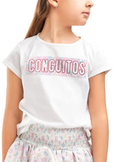 CONGUITOS TEXTIL MANGA CORTA White Flower T-Shirt