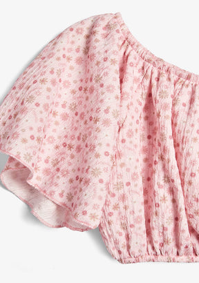 CONGUITOS TEXTIL ROPA / CAMISETAS / MANGA CORTA Pink Shoulders Flowers T-Shirt
