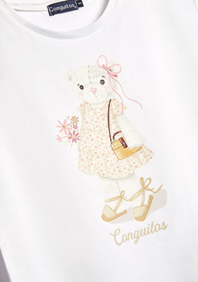 CONGUITOS TEXTIL ROPA / CAMISETAS / MANGA CORTA White Flower Bear T-Shirt