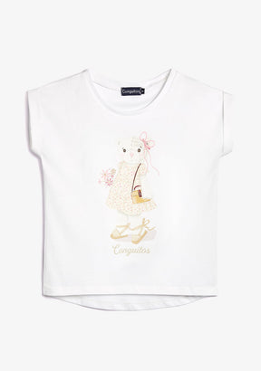 CONGUITOS TEXTIL ROPA / CAMISETAS / MANGA CORTA White Flower Bear T-Shirt