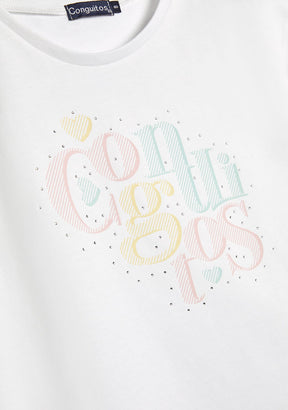 CONGUITOS TEXTIL ROPA / CAMISETAS / MANGA CORTA White Strass T-Shirt
