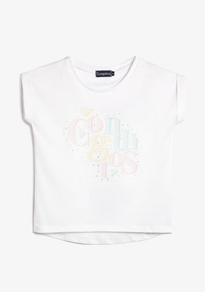 CONGUITOS TEXTIL ROPA / CAMISETAS / MANGA CORTA White Strass T-Shirt