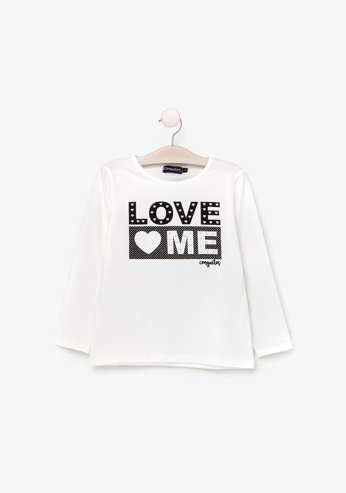 CONGUITOS TEXTIL ROPA / CAMISETAS / MANGA LARGA Girl's White "Love Me" Shirt with Lights