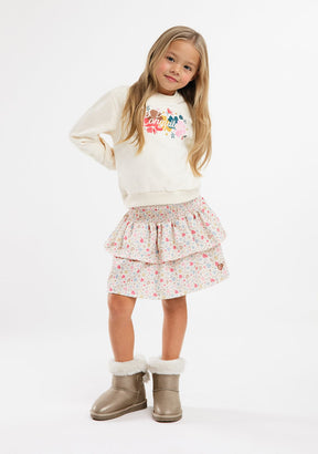 CONGUITOS TEXTIL ROPA / FALDAS Beige Flowers Ruffles Skirt