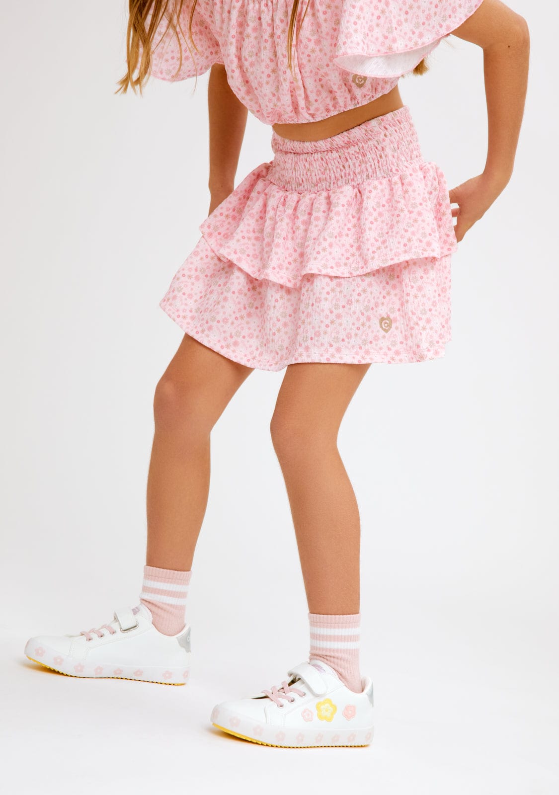 '-PORTADA CONGUITOS TEXTIL ROPA / FALDAS Pink Flowers Skirt