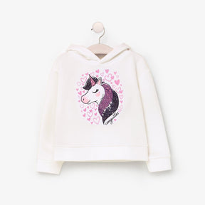 CONGUITOS TEXTIL ROPA Girl's Ecru Unicorn Sweatshirt