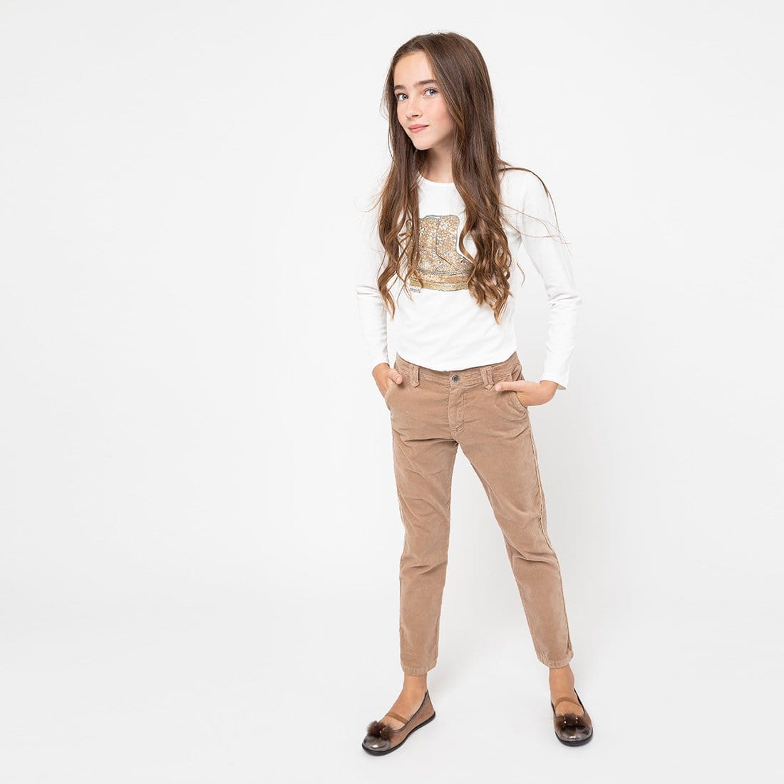 CONGUITOS TEXTIL ROPA Girls Camel Jeans