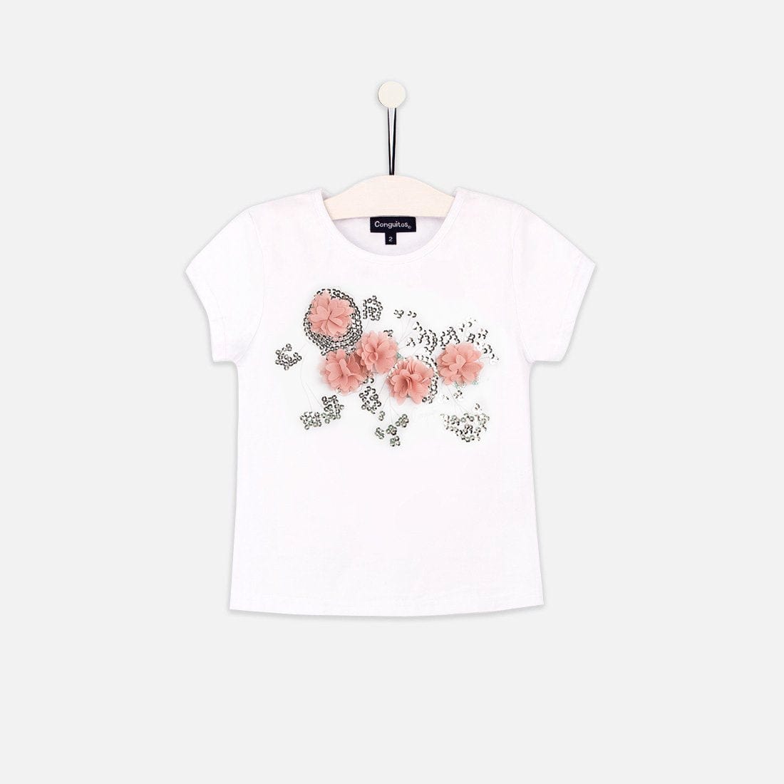 CONGUITOS TEXTIL ROPA Girls "Flowers" White T-shirt