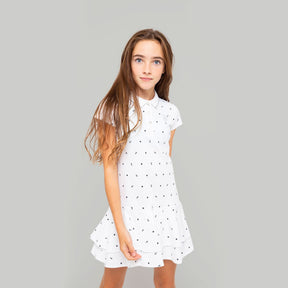 CONGUITOS TEXTIL ROPA Girls White Printed Polo Dress