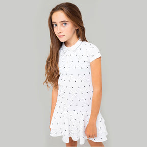 CONGUITOS TEXTIL ROPA Girls White Printed Polo Dress