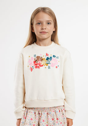 CONGUITOS TEXTIL ROPA / SUDADERAS / SUDADERAS SIN CAPUCHA Beige Flower Embroidery Sweetshirt