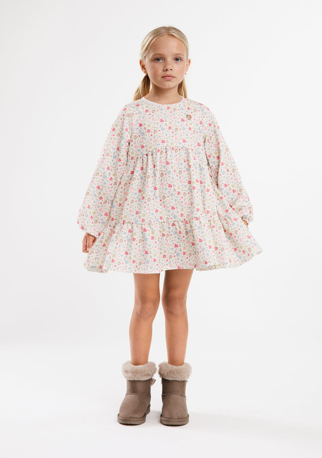 CONGUITOS TEXTIL ROPA / VESTIDOS / MANGA LARGA Beige Flowers Printed Dress